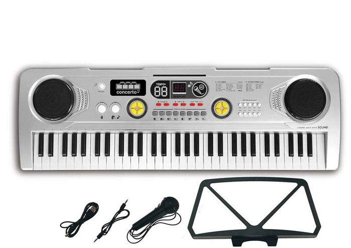 Reig - Orgue électronique avec micro, 61 touches, prise USB et câble audio, à piles, avec lumières, pour enfant 3 ans et plus