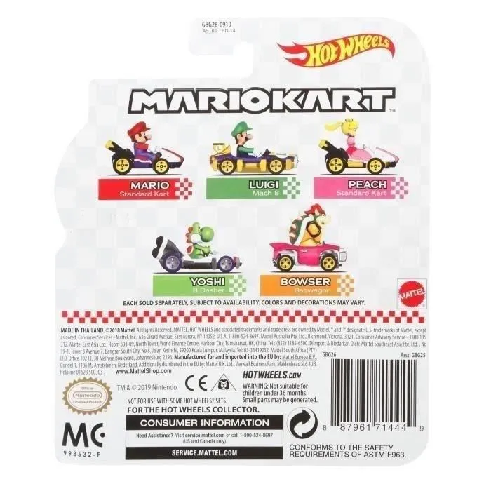 Hot Wheels - Véhicule Mario Kart, Miniature 1/64, Modèle Aléatoire - Voiture de Collection pour Enfants 3 Ans et Plus - GBG25