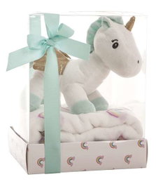 Creaciones Llopis Peluche licorne 26 cm avec manteau 90x75 cm - Modèles assortis