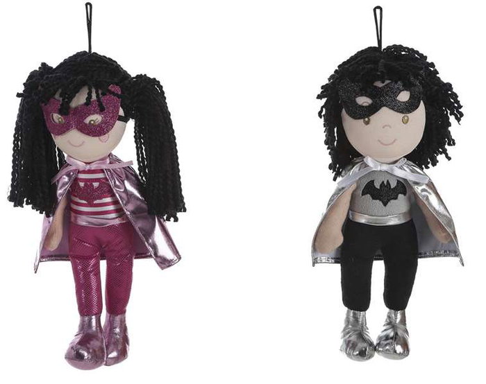Creaciones Llopis - Poupée Super Girls 32 cm avec cheveux en laine, 4 modèles assortis, langue espagnol/portugais/français