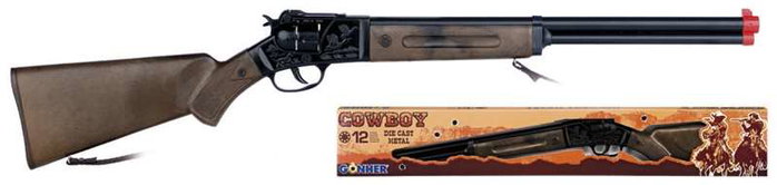 Gonher Rifle 12 coups de couleur noire 77 x 12 x 3.5 cm - Jeu d'enfant à partir de 3 ans