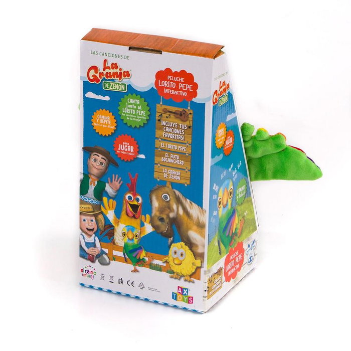 Bandai Peluche Interactif Lorito Pepe - La Granja de Zenón - Parle et Marche - Jouet Enfant