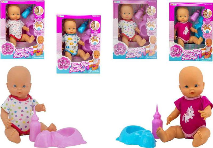 Vicam Poupée Baby Pipi boit biberon fait pipi 40cm plastique PVC Modèles assortis envoyés aléatoirement