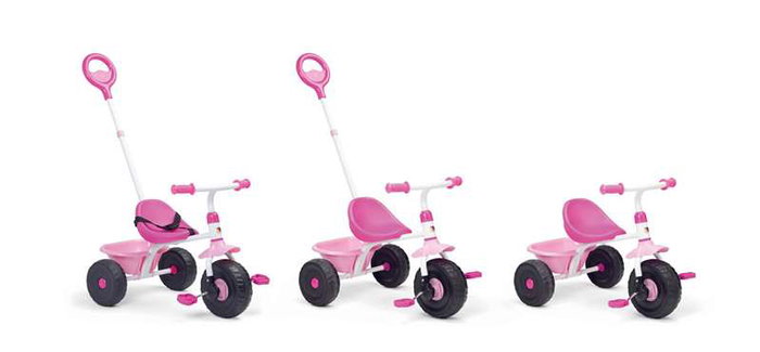 Molto Triciclo Urban Trike 3-en-1 Tricycle Évolutif pour Enfant Rose, de 10 à 18 mois