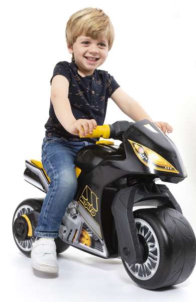 Molto Correpasillos Moto Cross noir et jaune 73 cm - Motocyclette d'équilibre pour enfants (18 mois+)