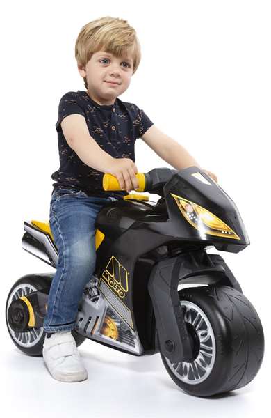 Molto Correpasillos Moto Cross noir et jaune 73 cm - Motocyclette d'équilibre pour enfants (18 mois+)