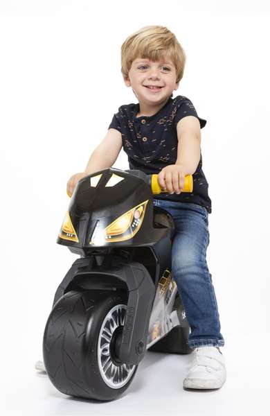 Molto Correpasillos Moto Cross noir et jaune 73 cm - Motocyclette d'équilibre pour enfants (18 mois+)