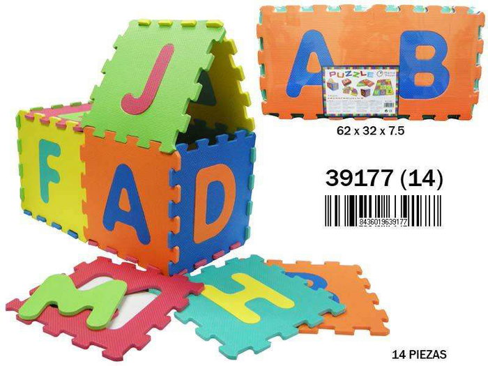 Rama Puzzle en mousse Eva lettres alphabet 14 pièces 62 x 32 x 7,5 cm Jeu éducatif pour enfant à partir de 12 mois