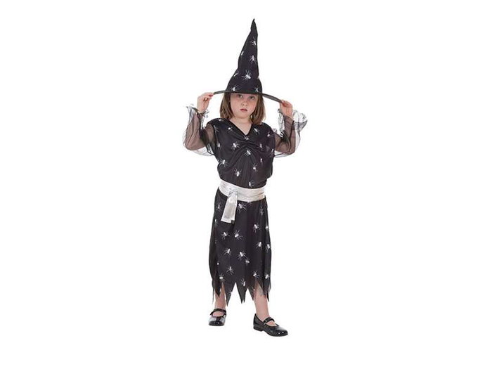 Creaciones Llopis Costume Enfant Sorcière avec Toile d'Araignées, Taille 10-12 Ans, Noir, Polyester Creaciones Llopis Costume Enfant Sorcière avec Toile d'Araignées, Taille 10-12 Ans, Noir, Polyester