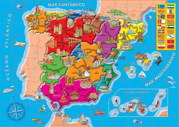 Educa Puzzle 150 piezas - Puzzle des provinces d'Espagne en 150 pièces - Pour enfants de 6 à 8 ans - Langue : Espagnol/Anglais
