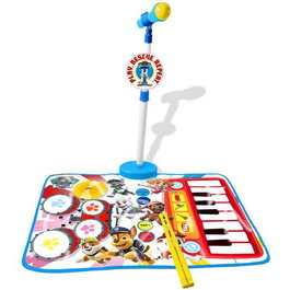 Paw Patrol Tapis d'éveil musical avec batterie, piano et support micro pour enfant à partir de 3 ans - Fonctionne avec piles