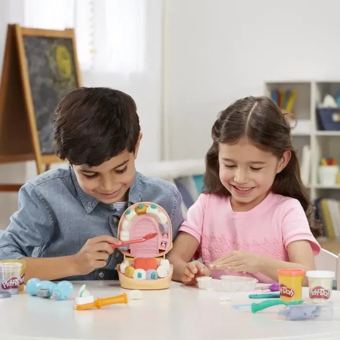 Play-Doh Cabinet dentaire pour enfants, jeu de pâte à modeler avec 8 pots et 10 outils, pour créer des sourires et soigner des caries