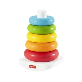 Fisher-Price Pyramide arc-en-ciel, Jouet d'éveil 1er âge avec 5 anneaux à empiler pour bébés dès 6 mois, Développe la coordination oeil-main, GRF09