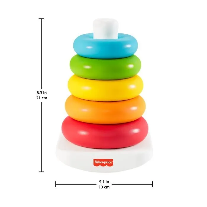 Fisher-Price Pyramide arc-en-ciel, Jouet d'éveil 1er âge avec 5 anneaux à empiler pour bébés dès 6 mois, Développe la coordination oeil-main, GRF09