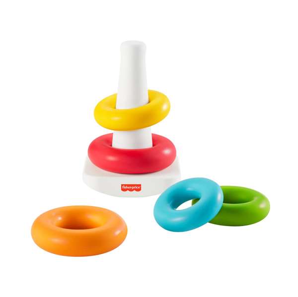 Fisher-Price Pyramide à empiler balanceante éco avec 5 anneaux - Jouet d'éveil pour bébé dès 6 mois