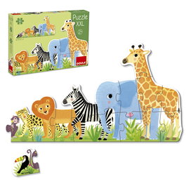Goula Puzzle XXL décroissant Animaux de la Jungle 16 pièces grand format - Jeu éducatif en carton pour enfants dès 2 ans