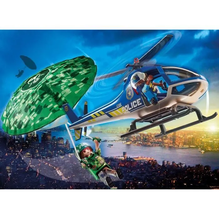 Playmobil 70569 - Hélicoptère de Police avec Parachutiste, Jouet Figurine City Action Les Policiers, Enfant Dès 4 Ans