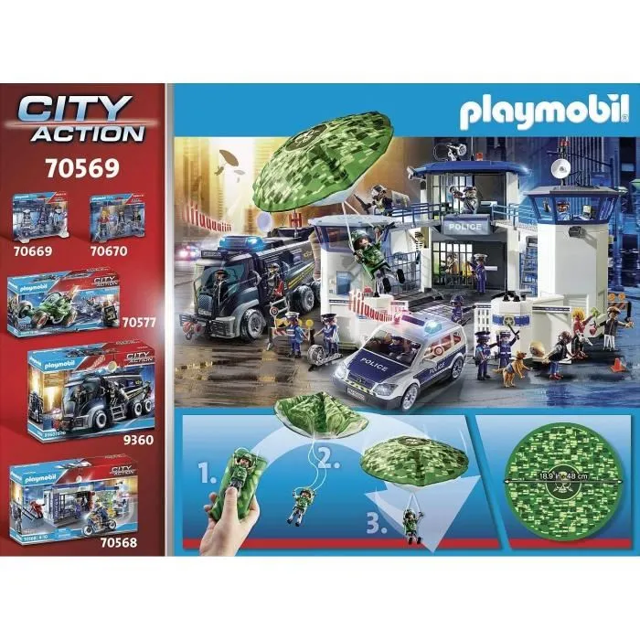 Playmobil 70569 - Hélicoptère de Police avec Parachutiste, Jouet Figurine City Action Les Policiers, Enfant Dès 4 Ans