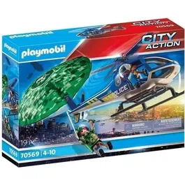 Playmobil 70569 - Hélicoptère de Police avec Parachutiste, Jouet Figurine City Action Les Policiers, Enfant Dès 4 Ans