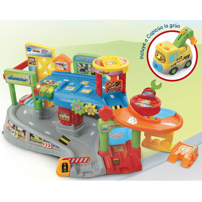 VTech - Garaje Multitaller 80-512722, Jouet d'éveil et garage interactif avec atelier, lave-auto et ascensor pour véhicules Tut Tut Bólidos, sonores et lumineux, en espagnol VTech - Garaje Multitaller 80-512722, Jouet d'éveil et garage interactif avec atelier, lave-auto et ascensor pour véhicules Tut Tut Bólidos, sonores et lumineux, en espagnol