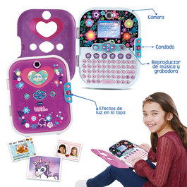 V-Tech Kidisecrets Diario Secreto Digital 80-541922 - Journal secret interactif en espagnol avec clavier, appareil photo double objectif, écran couleur, MP3, +5 ans