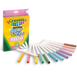 Crayola - Pack de 12 feutres lavables à pointe superfine, couleurs pastel, pour école et maison - Réf. 58-7515