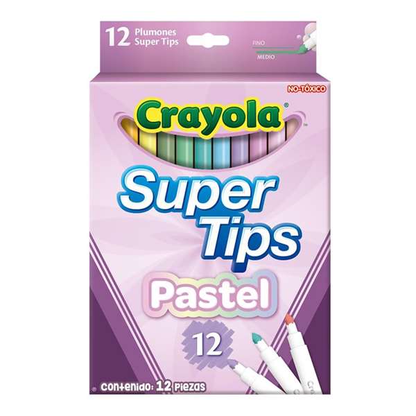 Crayola Set de 12 Feutres Super Pointe Couleurs Pastel Lavables Crayola Set de 12 Feutres Super Pointe Couleurs Pastel Lavables