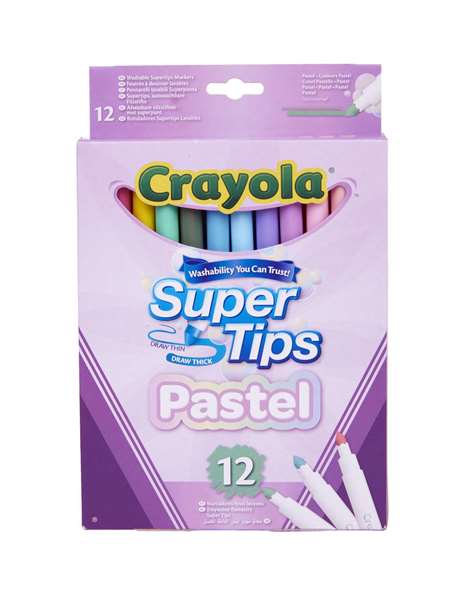 Crayola Set de 12 Feutres Super Pointe Couleurs Pastel Lavables Crayola Set de 12 Feutres Super Pointe Couleurs Pastel Lavables