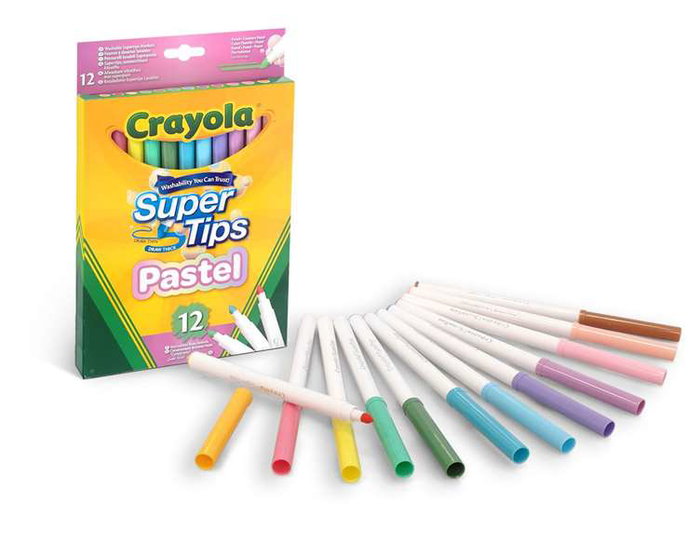 Crayola Set de 12 Feutres Super Pointe Couleurs Pastel Lavables Crayola Set de 12 Feutres Super Pointe Couleurs Pastel Lavables