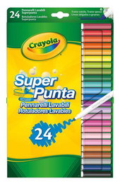 Crayola - 24 Marqueurs lavables super pointe, multicolores - Boîte de 18 x 1 x 30,5 cm