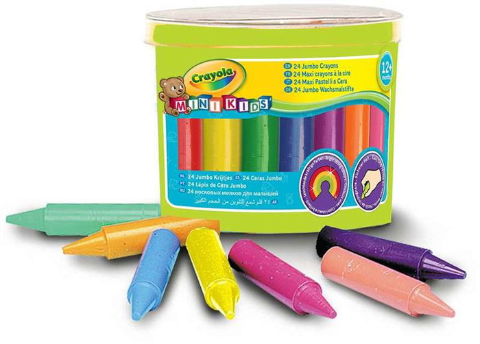 Crayola Jumbo - Crayons lavables Mini Kids 24 unités multicolores - Taille ergonomique pour enfants - 9x7,5 cm