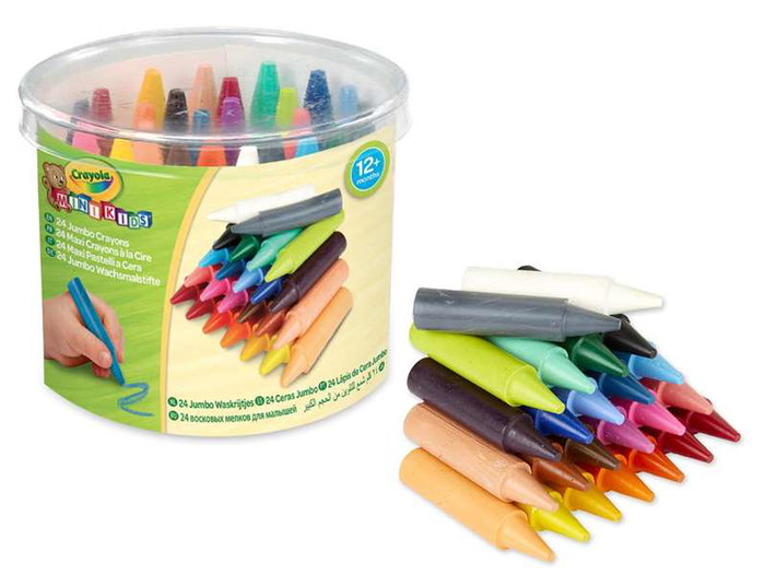 Crayola Jumbo - Crayons lavables Mini Kids 24 unités multicolores - Taille ergonomique pour enfants - 9x7,5 cm