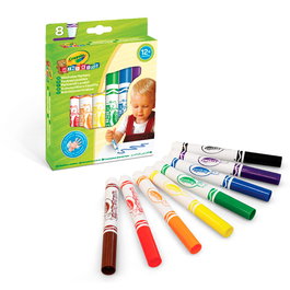 Crayola 8 feutres lavables Mimi Kids 8324 - Lavables à l'eau sans savon, pointes rondes de sécurité, à partir de 12 mois