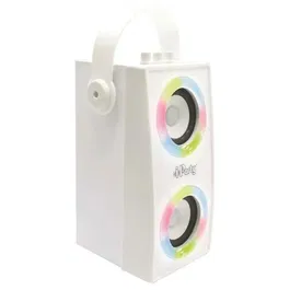 Lexibook iParty - Enceinte karaoké enfant Bluetooth 5.0 avec effets lumineux, haut-parleurs 12W, connexion USB/SD/Aux, couleur blanche