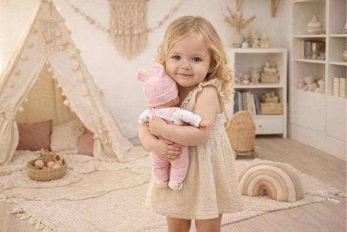 Berjuan Mi Primer Susu - Poupée qui pleure pour fille, corps souple 30 cm avec son et piles incluses - À partir de 3 ans Berjuan Mi Primer Susu - Poupée qui pleure pour fille, corps souple 30 cm avec son et piles incluses - À partir de 3 ans