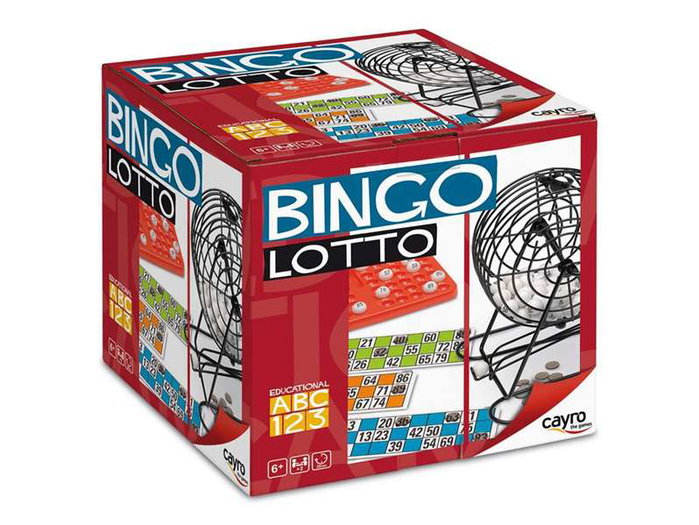 Cayro Bingo Clasico - Jeu de bingo classique avec tambour et cartons en plusieurs langues (ES, FR, EN, DE, IT, PT) 21x21x21 cm