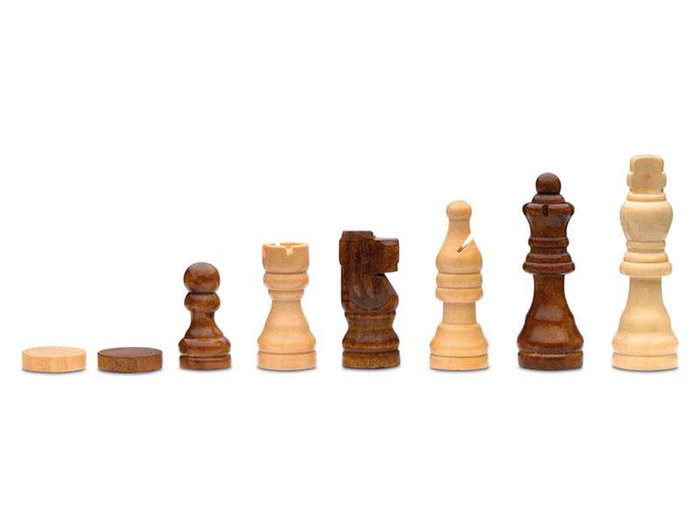 Cayro Jeu de Société 3 en 1 en Bois : Échecs, Dames et Backgammon - Plateau 29 x 29 cm - Multilingue