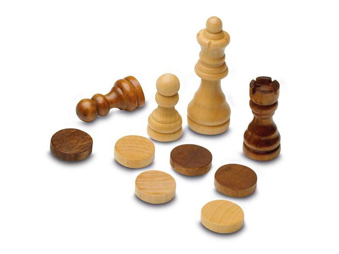 Cayro Jeu de Société 3 en 1 en Bois : Échecs, Dames et Backgammon - Plateau 29 x 29 cm - Multilingue