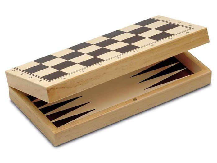 Cayro Jeu de Société 3 en 1 en Bois : Échecs, Dames et Backgammon - Plateau 29 x 29 cm - Multilingue