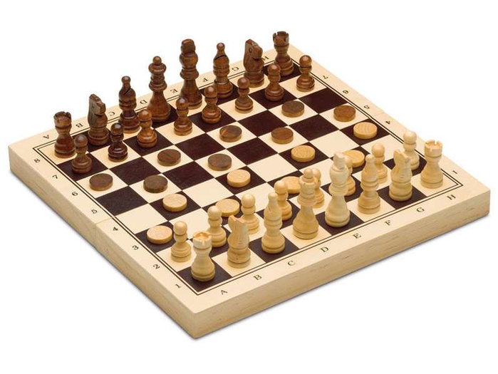 Cayro Jeu de Société 3 en 1 en Bois : Échecs, Dames et Backgammon - Plateau 29 x 29 cm - Multilingue