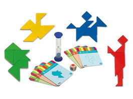 Cayro - Jeu de 4 Tangrams en bois, pour jusqu'à 4 joueurs avec 3 niveaux de difficulté (31.5x18x3 cm)