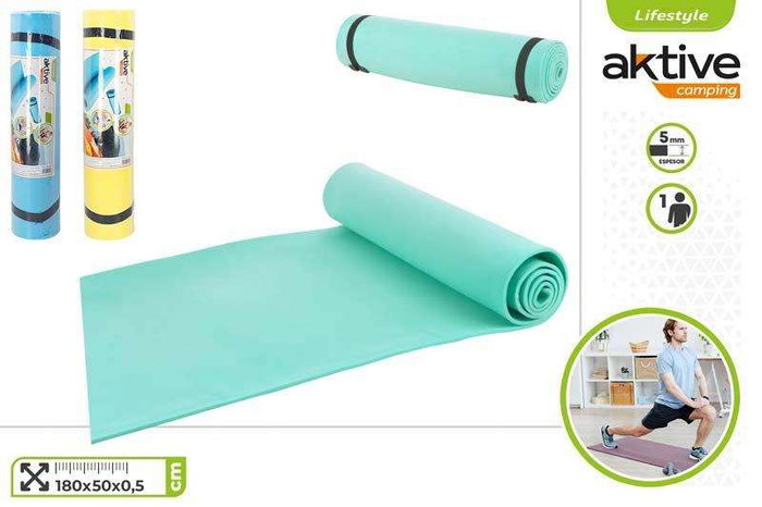 Color Baby Tapis de sol isolant pour camping 180 x 50 x 0.5 cm en gomme EVA - Modèles assortis (bleu, jaune, vert)