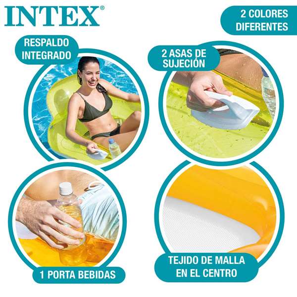 Intex Fauteuil gonflable avec accoudoirs et dossier 163x104 cm - Modèles assortis
