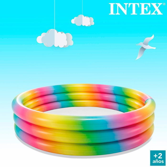 Intex - Piscine Gonflable 3 Anneaux Multicolore 168 x 38 cm 581 Litres - Pointillés colorés - À partir de 2 ans - 58449Np