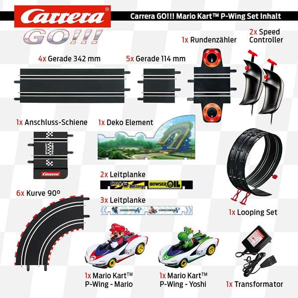 Nintendo Mario Kart P-Wing Piste de Course - Circuit de 4,9 mètres avec 2 Voitures (Mario et Luigi) - Jeu de Société Nintendo Mario Kart P-Wing Piste de Course - Circuit de 4,9 mètres avec 2 Voitures (Mario et Luigi) - Jeu de Société