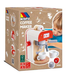 Molto Machine à café jouet en bois avec 8 accessoires - Pour enfants dès 1 an (Langues: espagnol, anglais)