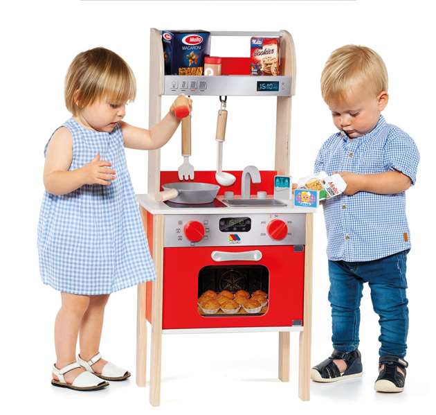 Molto Cuisine jouet en bois pour enfants - Ma première cuisine avec 10 accessoires - Dimensions 73x23,5x34 cm