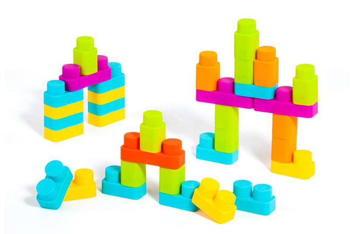 Molto Sac de blocs mous 30 pièces - Jeu de construction en plastique pour bébés de 6 mois et plus