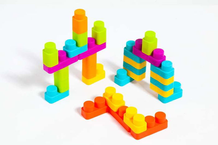 Molto Sac de blocs mous 30 pièces - Jeu de construction en plastique pour bébés de 6 mois et plus