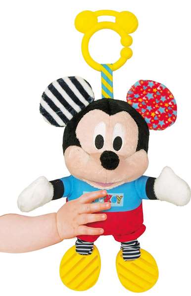 Disney Peluche Bébé Mickey avec Textures Sensoriel - Activités d'Éveil pour Nourrisson, Sonajero et Couleurs Stimulantes